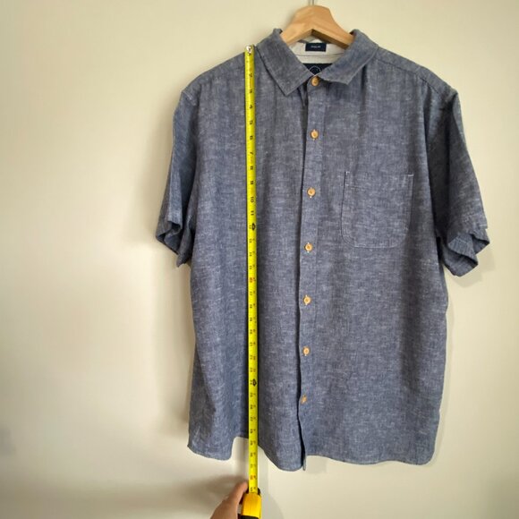 Men's XL EVEN TIDE Heather Blue Short Sleeve Button Down - Picture 2 of 5